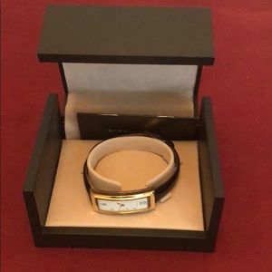 BCBG MAXAZRIA Black Leather  Oblong Face Watch ⌚️
